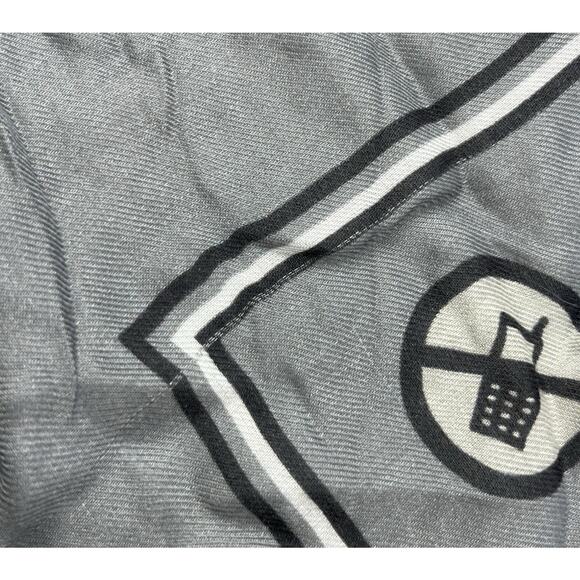 Anya Hindmarch Womens Scarf Wrap Gray No Cell Phone Tech Free Zone Print 54"X72" - Picture 5 of 9